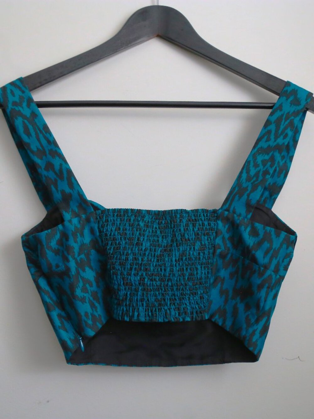 Aritzia Wilfred Teal & Black Animal Print Cropped Tank Bustier Top Size 4 - Picture 3 of 6